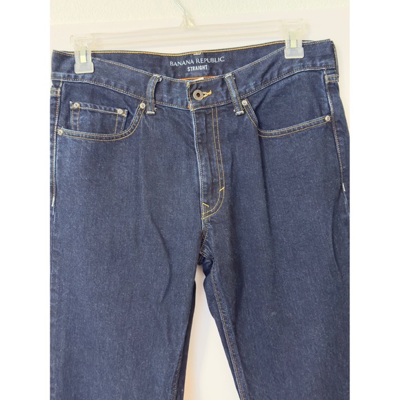 Banana Republic Straight Dark Wash Denim Jeans Men 32x32 Cotton - Picture 3 of 8